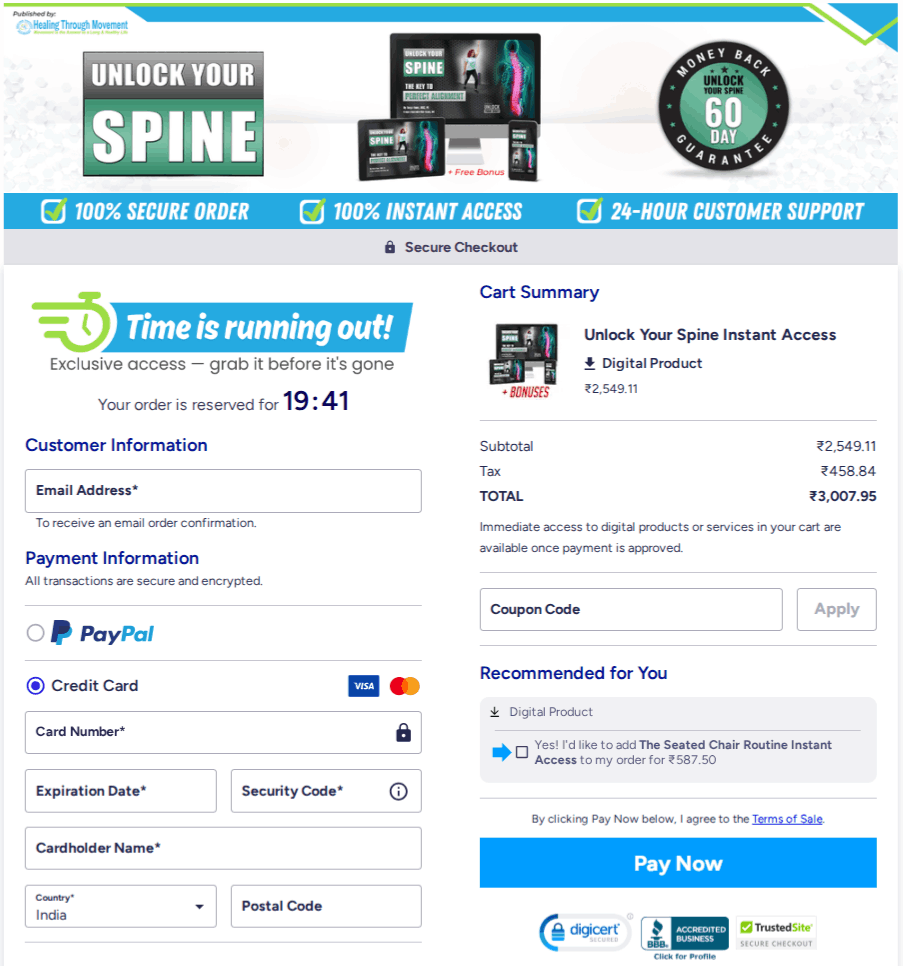 Unlock Your Spine Checkout
